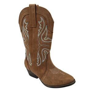 Sugar Tammy Brown Faux Leather Western Boots Embroidered Cowgirl Women's 8M